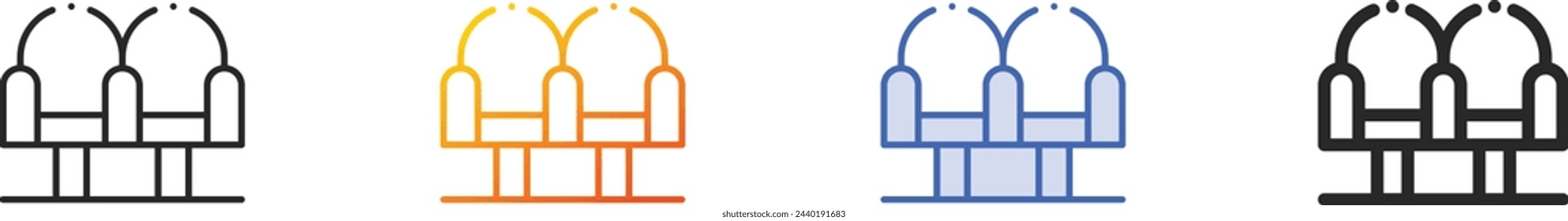 armchairs icon.Thin Linear, Gradient, Blue Stroke and bold Style Design Isolated On White Background