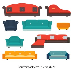 Armchairs and sofas flat style