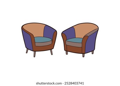 Armchairs vector illustration, stylish guest chairs, elegant wooden soft chairs, and more to decorate your home or office