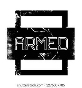 armed advertising sticker, label, stamp on white