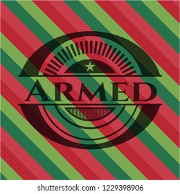 Armed christmas badge background.