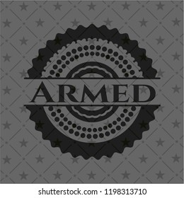 Armed dark icon or emblem