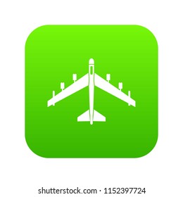 Armed fighter jet icon digital green for any design isolated on white vector illustration