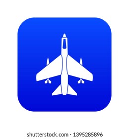 Armed fighter jet icon digital blue for any design isolated on white vector illustration