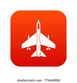 Armed fighter jet icon digital red for any design isolated on white vector illustration