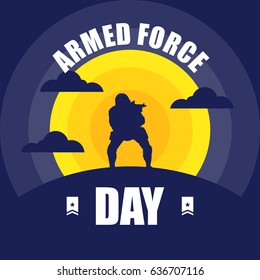Armed Force Day. Suitable for banner, poster, greeting card, mug, shirt, template and print advertising. Vector Illustration
