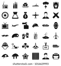 Armed force icons set. Simple set of 36 armed force vector icons for web isolated on white background
