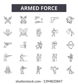 Armed force  line icon signs. Linear vector outline illustration set concept.