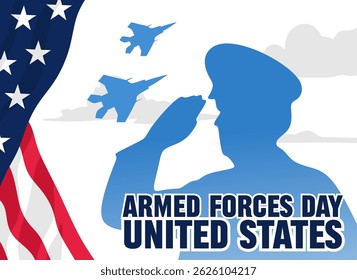 armed forces day with american soldier silhouette