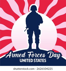 armed forces day with american soldier silhouette