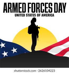 armed forces day with american soldier silhouette