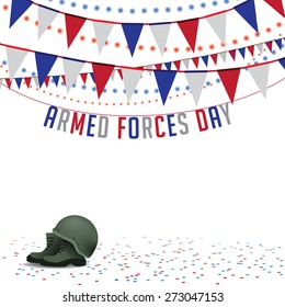 Armed Forces Day bunting background EPS 10 vector royalty free stock illustration for greeting card, ad, promotion, poster, flier, blog, article, social media, marketing