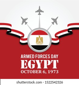 Armed Forces Day of Egypt. October 6, 1973. Victories Waving Egypt Flag. Vector Illustration.