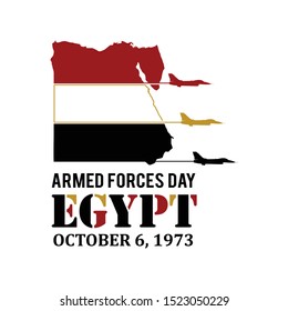 Armed Forces Day of Egypt. October 6, 1973. Victories Waving Egypt Flag. Vector 