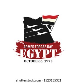 Armed Forces Day of Egypt. October 6, 1973. Victories Waving Egypt Flag. Vector  svg