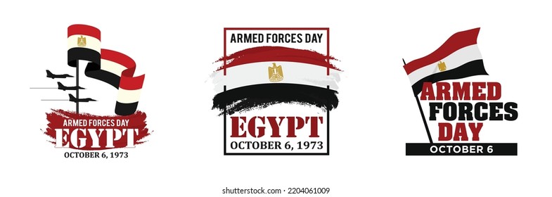 Armed Forces Day of Egypt. October 6, 1973. Victories Waving Egypt Flag. Vector Illustration. svg