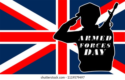 Armed Forces Day.UK Flag and army.celebration of Armed forces day England on Saturday 30 June 2018.Vector illustration for background,template,banner,brochoure,web ,design