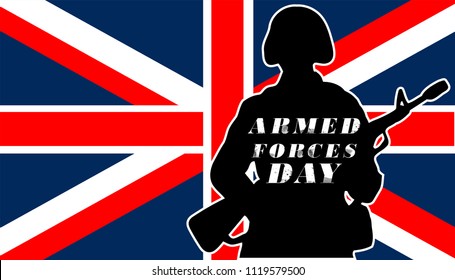 Armed Forces Day.UK Flag and army.celebration of Armed forces day England on Saturday 30 June 2018.Vector illustration for background,template,banner,brochoure,web ,design