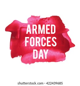 Armed Forces Day Holiday, celebration, card, poster, logo, lettering, words, text written on blue painted background vector illustration.