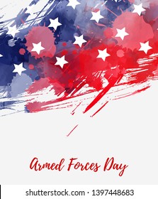 Armed forces day - holiday in United States of America. Abstract grunge watercolor flag. Template for holiday banner, invitation, flyer, etc.