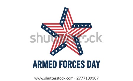 armed forces day patriotic star emblem with american flag pattern and military tribute typography design for national celebration, veterans appreciation and honor event