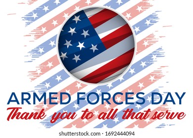 Armed Forces Day. Poster, Template, Card, Banner, Background Design. Vector EPS 10.