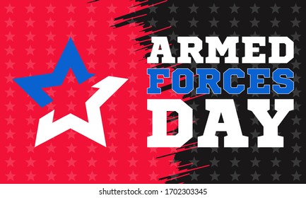 Armed Forces Day. Poster, Template, Card, Banner, Background Design. Vector EPS 10.