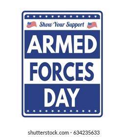 Armed Forces Day sign or stamp on white background, vector illustration