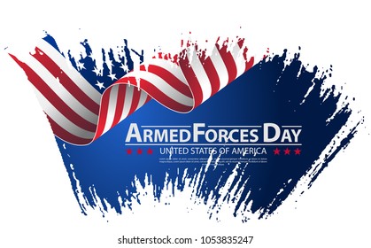 Armed forces day template poster design. Brush stroke background Armed forces day