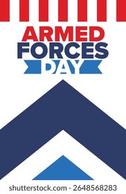 Armed Forces Day in United Kingdom. Great Britain flag. Veterans' and Memorial Day. Holiday to honoring the armed forces. British flag. Army Day. Creative art poster. Vector illustration