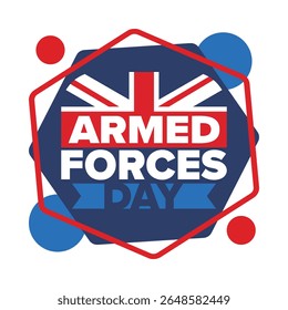 Armed Forces Day in United Kingdom. Great Britain flag. Veterans' and Memorial Day. Holiday to honoring the armed forces. British flag. Army Day. Creative art poster. Vector illustration