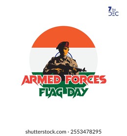 Armed Forces Flag Day. 7th December. Indian Army Day.  Poster, Social Media Post Design, Vector illustration.