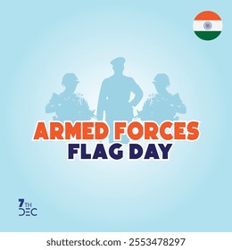 Armed Forces Flag Day. 7th December. Indian Army Day.  Poster, Social Media Post Design, Vector illustration.