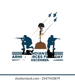 Día de la Bandera de las Fuerzas Armadas de la India Diseño de la Ilustración vectorial, Día de la Bandera de las Fuerzas Armadas de la India, 7 de diciembre