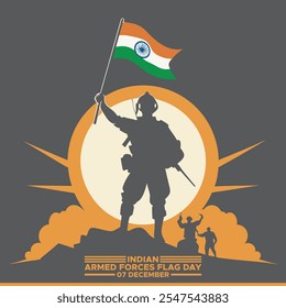 Día de la Bandera de las Fuerzas Armadas de la India Diseño de la Ilustración vectorial, Día de la Bandera de las Fuerzas Armadas de la India, 7 de diciembre