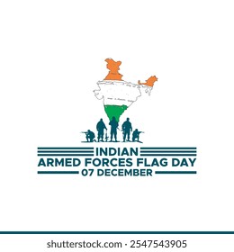 Día de la Bandera de las Fuerzas Armadas de la India Diseño de la Ilustración vectorial, Día de la Bandera de las Fuerzas Armadas de la India, 7 de diciembre