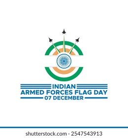 Día de la Bandera de las Fuerzas Armadas de la India Diseño de la Ilustración vectorial, Día de la Bandera de las Fuerzas Armadas de la India, 7 de diciembre