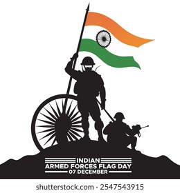 Día de la Bandera de las Fuerzas Armadas de la India Diseño de la Ilustración vectorial, Día de la Bandera de las Fuerzas Armadas de la India, 7 de diciembre