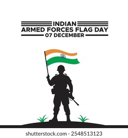 Día de la Bandera de las Fuerzas Armadas de la India Diseño de la Ilustración vectorial, Día de la Bandera de las Fuerzas Armadas de la India, 7 de diciembre