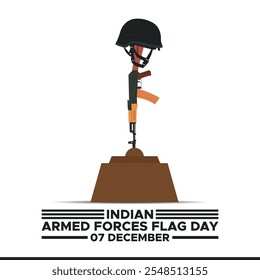 Día de la Bandera de las Fuerzas Armadas de la India Diseño de la Ilustración vectorial, Día de la Bandera de las Fuerzas Armadas de la India, 7 de diciembre