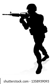 Armed forces high quality detailed silhouette of military army soldier
