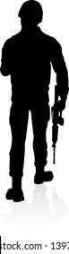 Armed forces high quality detailed silhouette of military army soldier