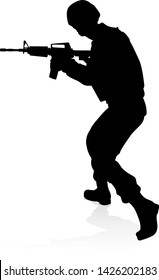 Armed forces high quality detailed silhouette of military army soldier