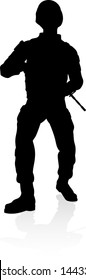 Armed forces high quality detailed silhouette of military army soldier