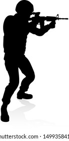 Armed forces high quality detailed silhouette of military army soldier