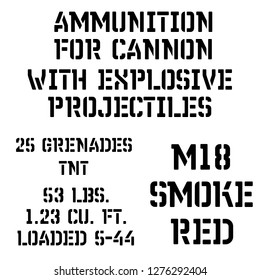 Armed forces stencil sign collection. Black on white background.