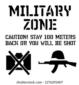 Armed forces stencil sign collection. Black on white background.