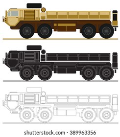 armed forces unit. army truck image for infographics. vector illustration