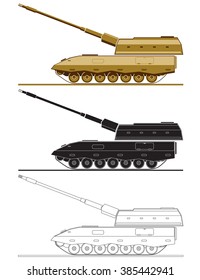 armed forces unit. image of artillery system vehicle for infographic. vector illustration