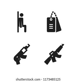 armed icon. 4 armed vector icons set. squad, dog tags military and rifle icons for web and design about armed theme